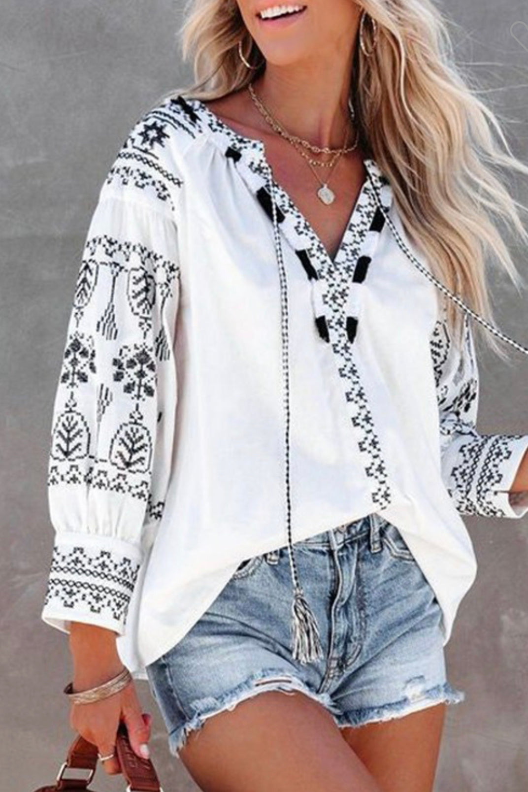 Boho embroidered shirt on sale