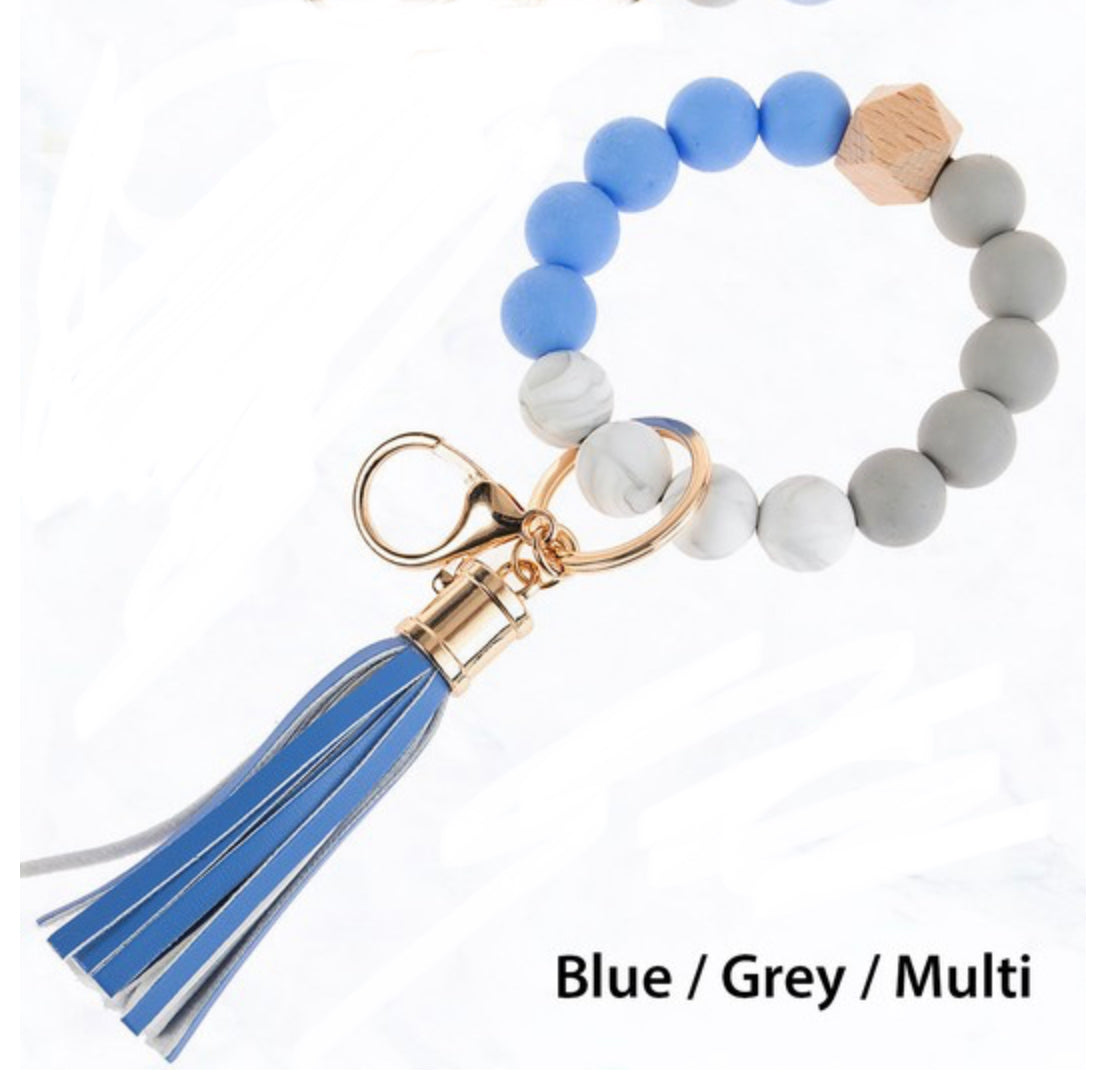 Stretch Silicone Beaded Key Ring Keychain