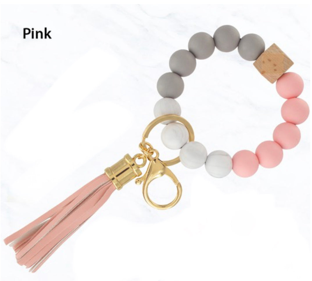 Stretch Silicone Beaded Key Ring Keychain