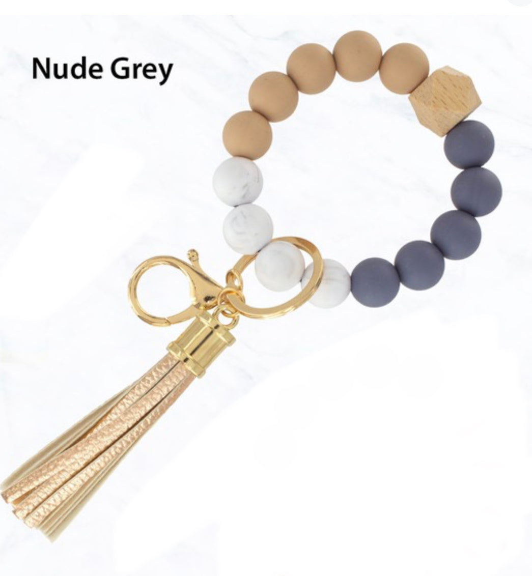 Stretch Silicone Beaded Key Ring Keychain