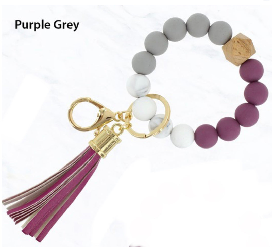 Stretch Silicone Beaded Key Ring Keychain